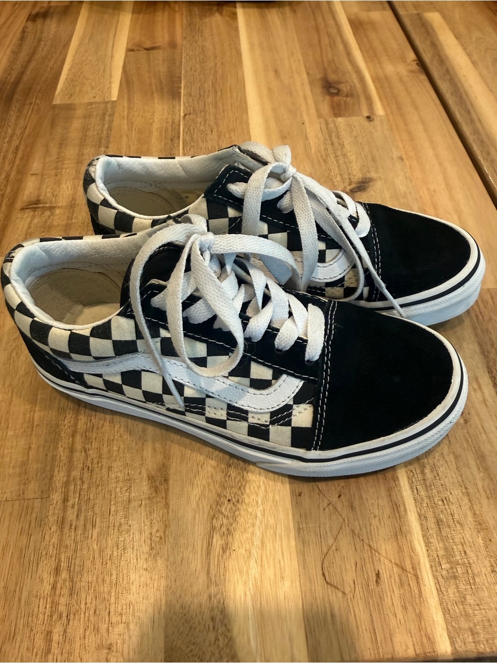 Vans Kids Checkerboard Low Top Sneakers - Black & White